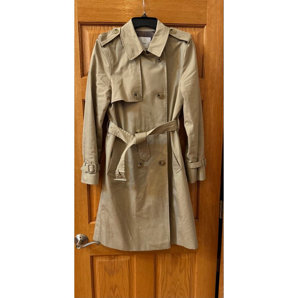 Chic Mango Cotton Mid-Length Trench Coat - Beige, Size S - Picture 4 of 6